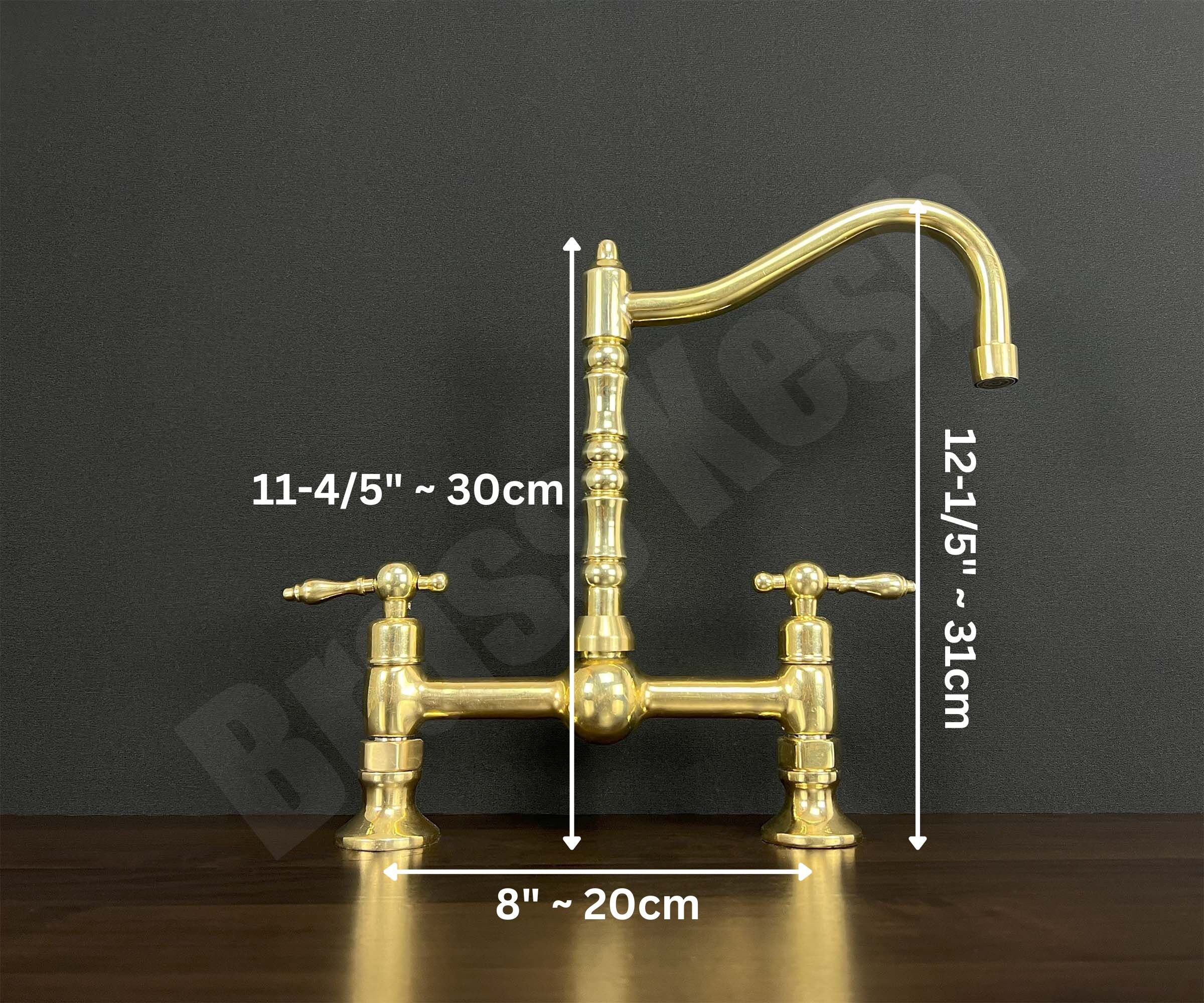 Unlacquered Brass Victorian Style Bridge Faucet Brass Kitchen Faucet - Etsy