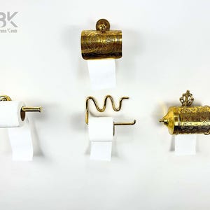 Porta carta igienica in ottone non laccato fatto a mano - 4 opzioni di design