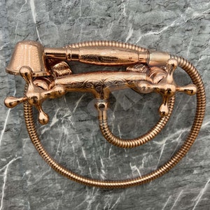 Handmade Brass Handheld Shower System with Copper Finish, Outdoor and Indoor Hand Shower