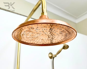 Pomme de douche pluie en cuivre non laqué - Pomme de douche extérieure/intérieure faite main