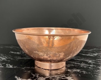 Hammered Copper Round Vessel Sink - Solid Copper Bathroom Bowl Sink