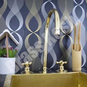 Unlacquered Brass Bathroom Faucet - 3 Holes Installation