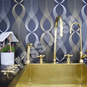 Solid Brass 3 Holes Bathroom Faucet With Side Sprayer And Water Filter Faucet
