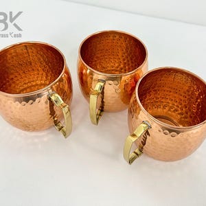 Caneca de cobre puro feita à mão com alça de latão – Artisan Drinkware