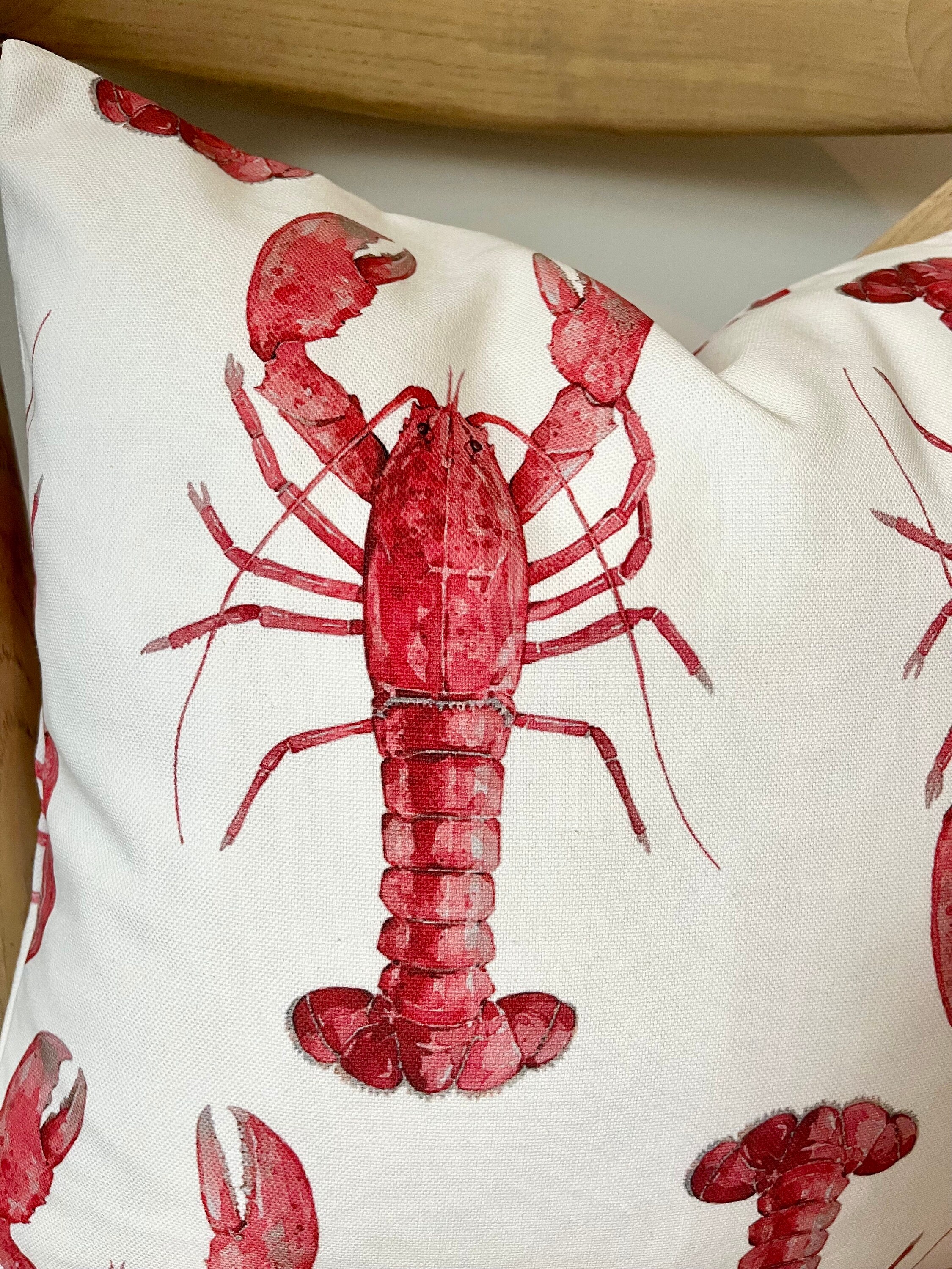 Lobster Red and White Pillow Cover, Throw Pillow Cushion, 14 x 14