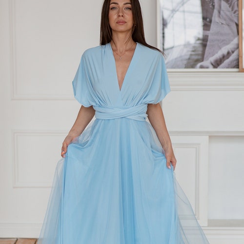 Baby Blue Bridesmaid Dress Light Blue Infinity Tulle Dress - Etsy