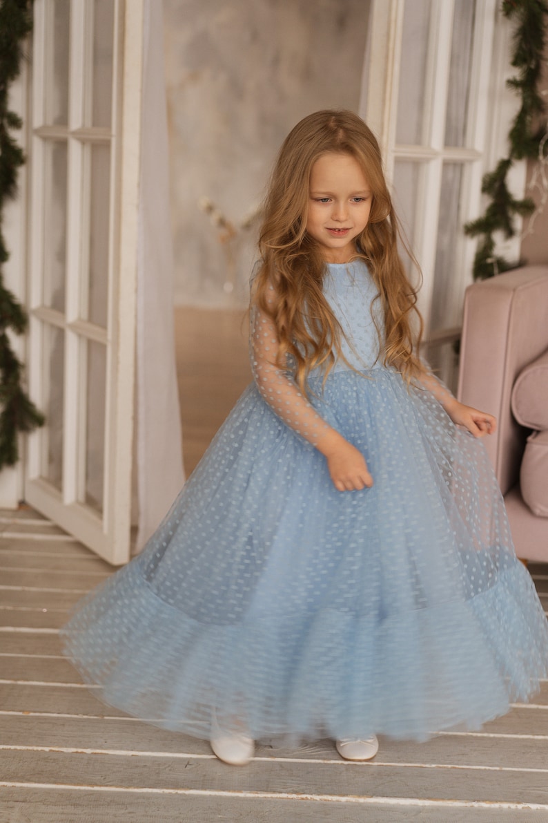 Baby Blue Flower Girl Dresses Tulle Birthday Dress Toddler Etsy