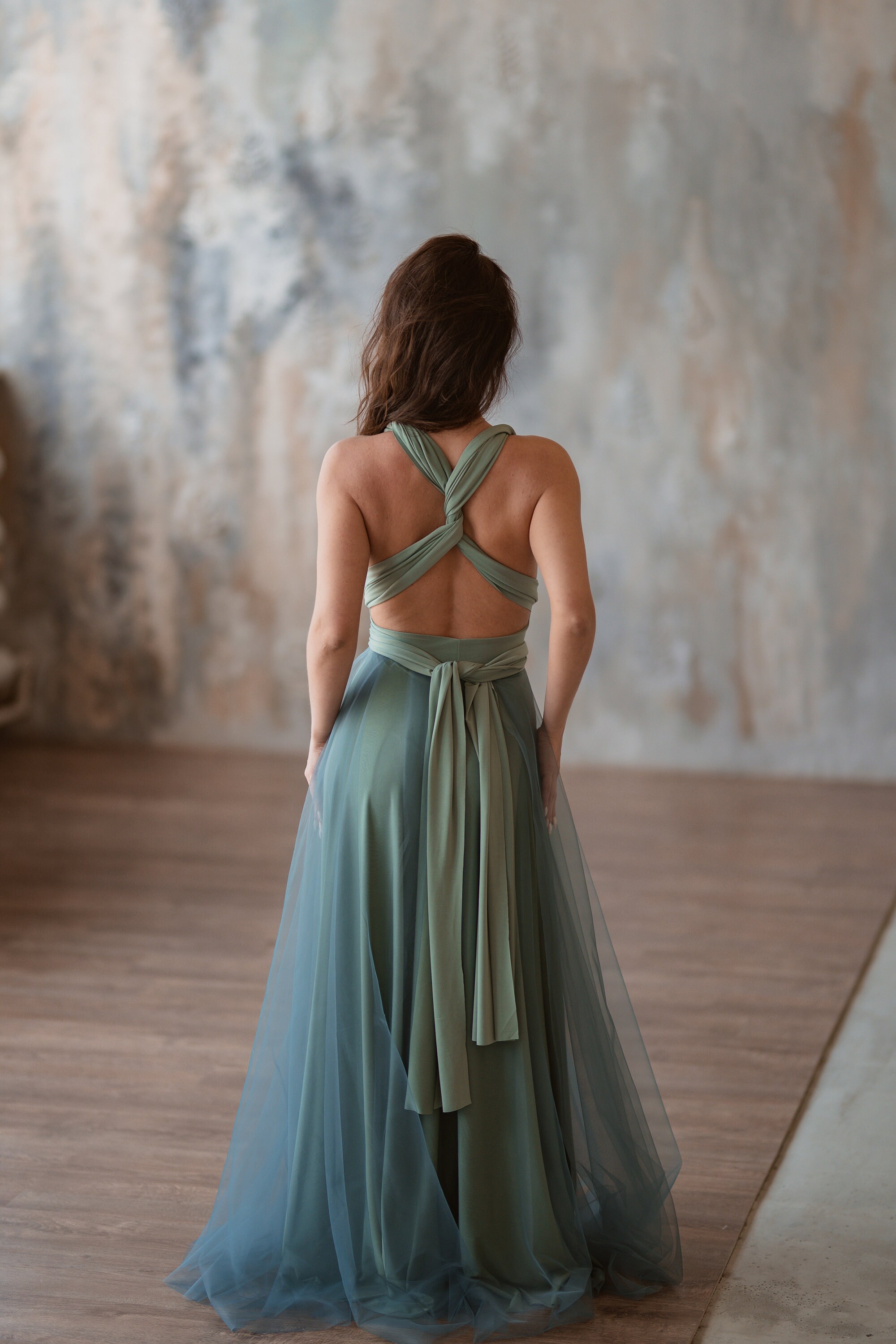 Sage Green Infinity Dress With Tulle Skirt Sage Green Etsy UK