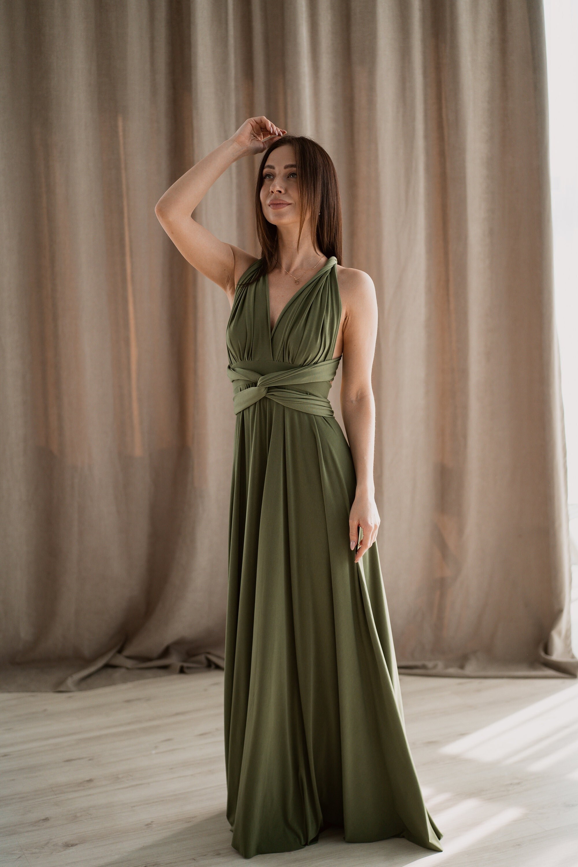 Olive Green Dress - Etsy