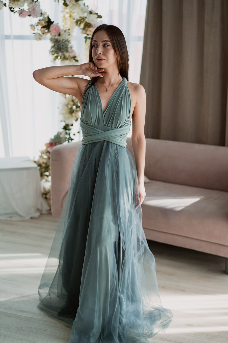 Sage Green Infinity Dress With Tulle Skirt Sage Green Etsy