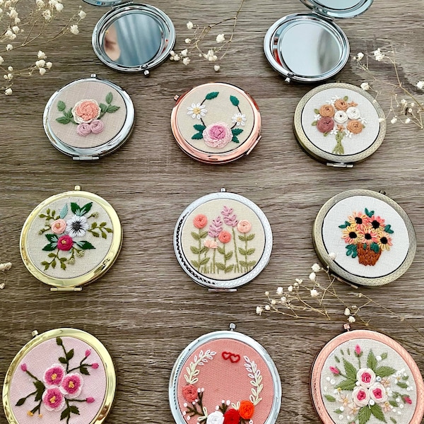 Compact Mirror Hand Embroidery