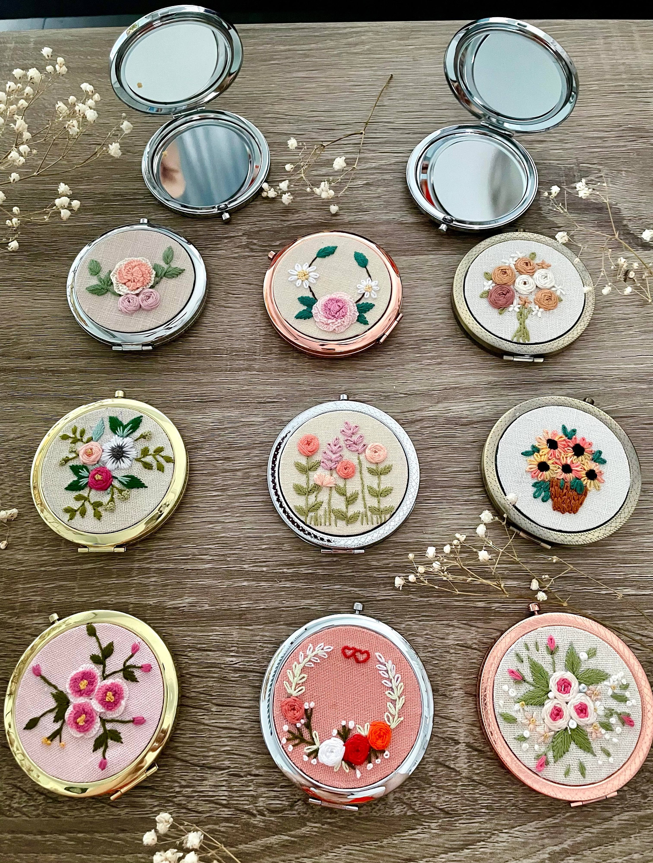 Compact Mirror Hand Embroidery