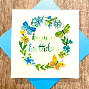 Cartão de aniversário feito à mão cartão quilling cartão cartão filigrana de papel