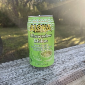 Hawaiian Aloha Maid Honey Dew Melon Scented Candle with actual drink can