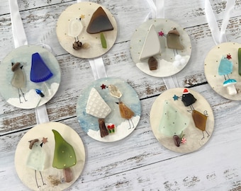 Christmas Sea Glass Ornaments