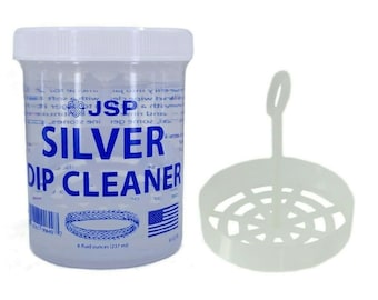 Clean and Shine Your Silvers Sterling Silver Dip Cleaner Tarnish Remover 925 Jewelry Solution 8oz with Basket