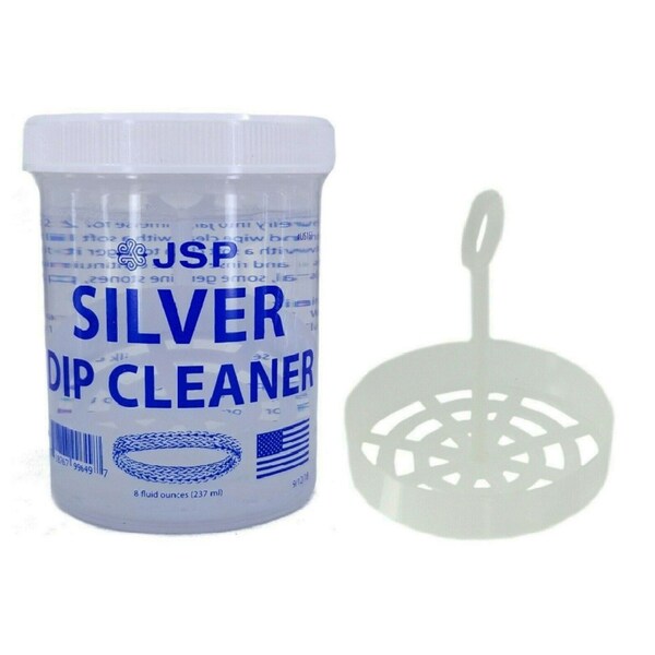 Clean and Shine Your Silvers Sterling Silver Dip Cleaner Tarnish Remover 925 Jewelry Solution 8oz with Basket