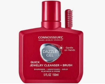 CONNOISSEURS Dazzle Quick Jewelry Cleansing Gel with Brush 5oz For Golds Gemstones Diamonds