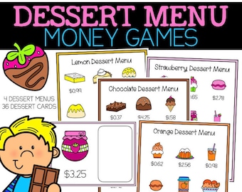 Può includere: Quattro menu di dessert colorati con immagini di vari dessert e prezzi. I menu sono etichettati come "Menu di dessert al limone", "Menu di dessert alla fragola", "Menu di dessert al cioccolato" e "Menu di dessert all'arancia". Ci sono 63 pagine in totale.