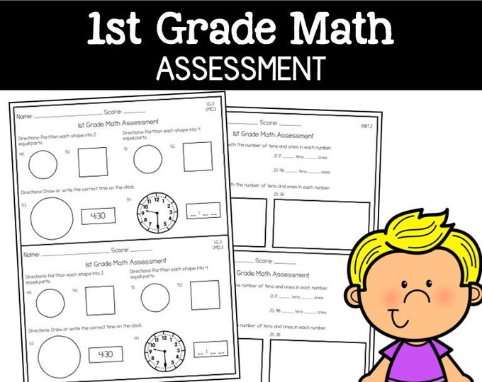 First Grade Common Core Math Assessments, 1st Grade Math Worksheets - Etsy