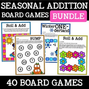 Jeux de société mathématiques saisonniers {Supplément de 20} | Automne Automne Printemps Été Hiver Maîtrise des mathématiques Jeux de société pour la première année