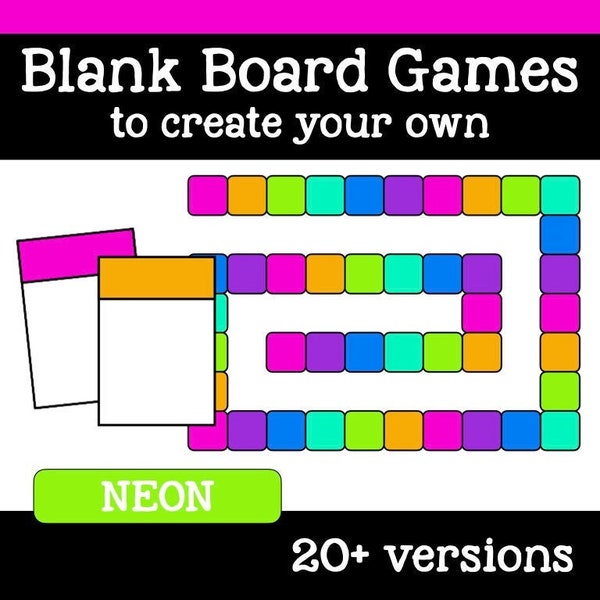 40 Neon Blank Board Game PNGs, Create Your Own Classroom Board Game, Game Clipart