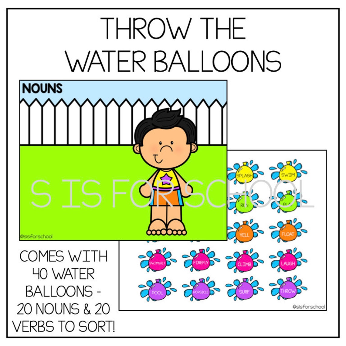 Nouns & Verbs Word Sort Busy Book Learning Mats: Parts of Speech ...