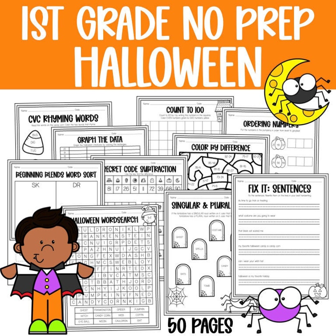 First Grade Halloween No-prep Worksheets, Early Finisher, October Math ...