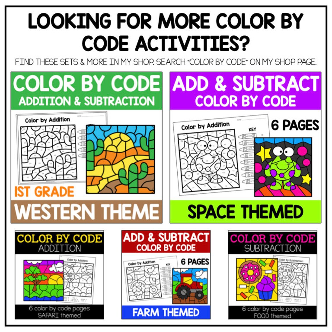 1st Grade Math Color by Code Worksheets, Addition Subtraction Shapes ...