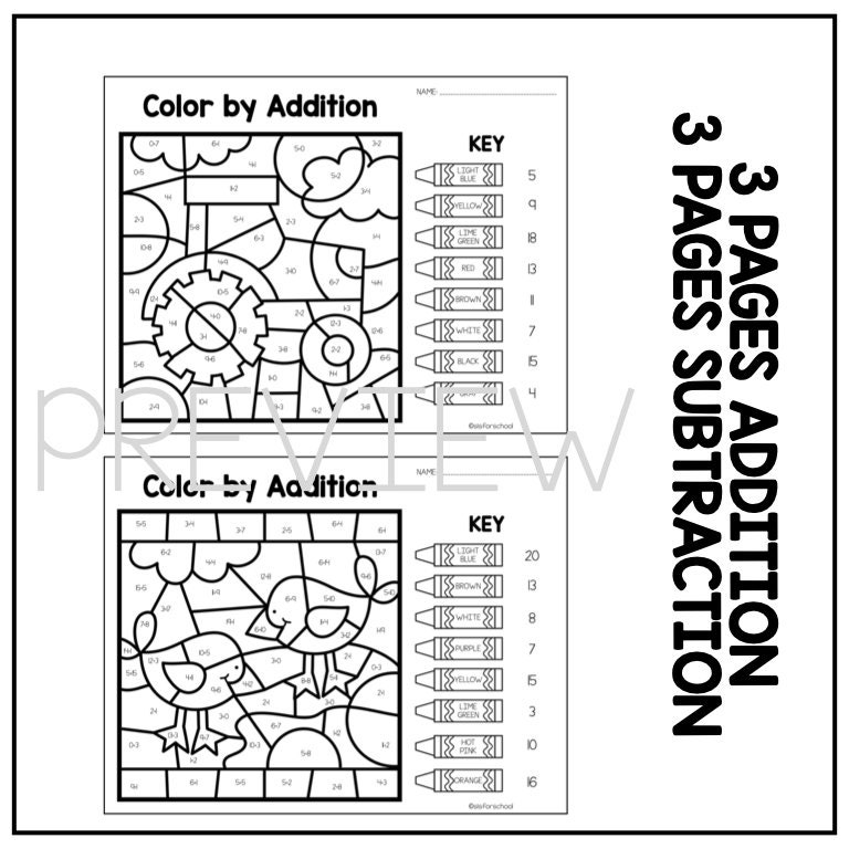 Addition & Subtraction Color by Code: Farm Edition - Etsy