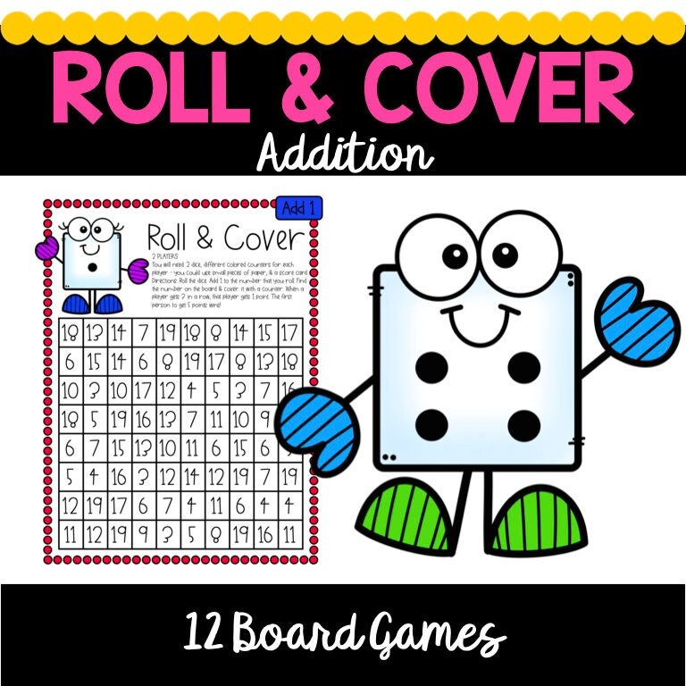 addition to 20 board games printable math games for centers etsy canada