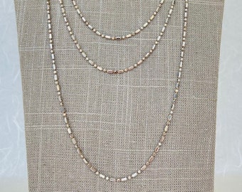 Sterling Silver 100" Diamond Cut Ball & Bar Necklace