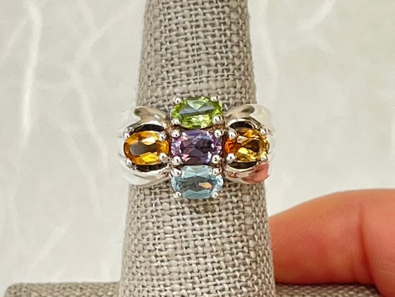 Sterling Silver Multi Gemstones Ring - image 1