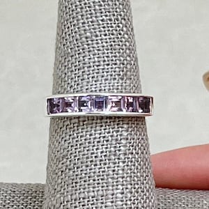 Sterling Silver Channel Set Square Amethyst Ring