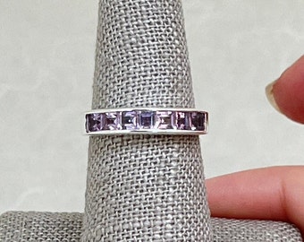 Sterling Silver Channel Set Square Amethyst Ring
