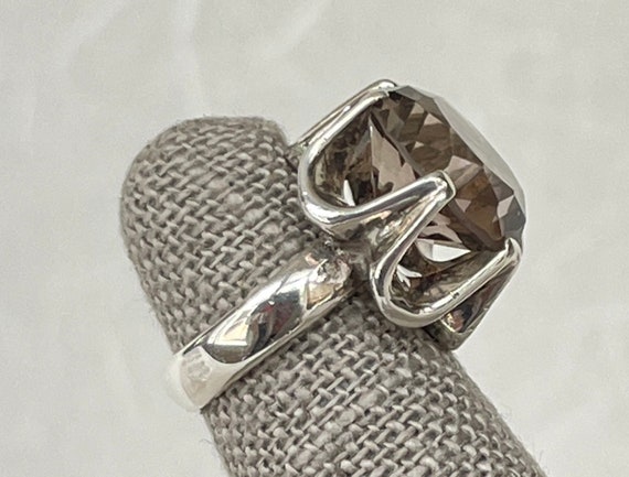 Sterling Silver Round Smoky Quartz Ring - image 4