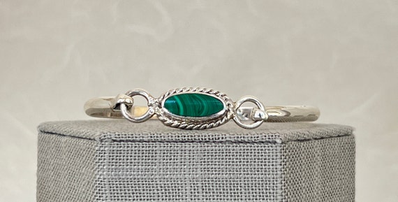 Sterling Silver Malachite Bangle - image 1