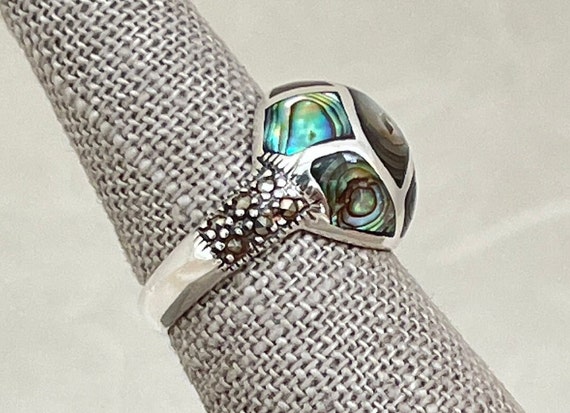 Sterling Silver Abalone Inlay Dome Ring - image 6