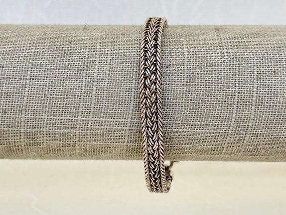 Vintage Sterling Silver Woven Braided Bracelet - image 3