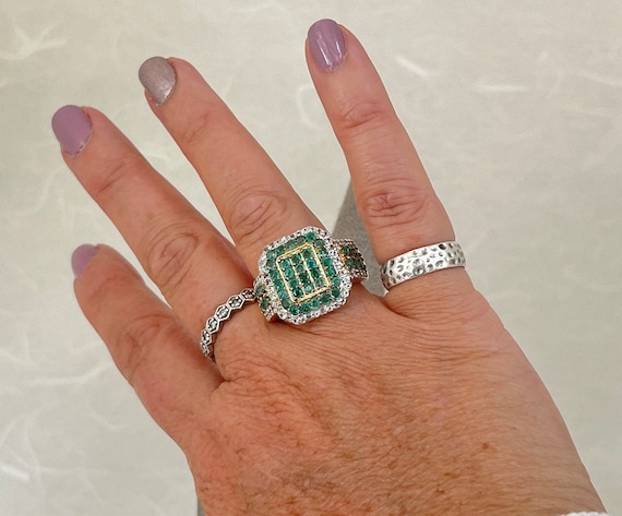 Sterling Silver Emerald and White Sapphire Ring - image 10