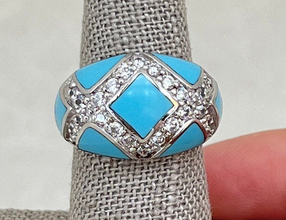 Sterling Silver Turquoise Inlay Ring - image 1