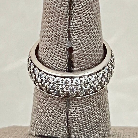Sterling Silver Pave Eternity Cubic Zirconia Ring - image 5