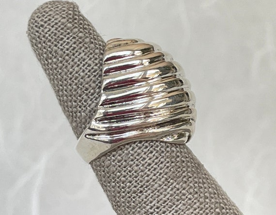 Sterling Silver Ribbed Dome Ring - image 4