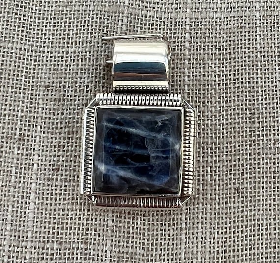 Sterling Silver Square Sodalite Pendant