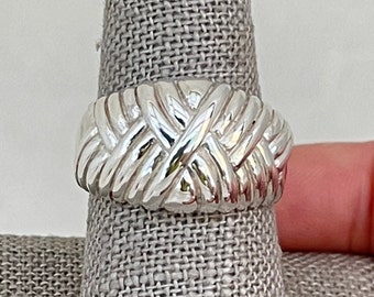 Vintage Sterling Silver Woven Dome Ring