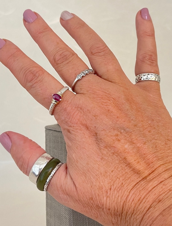 Vintage Sterling Silver Ruby Solitaire Spiral Ring - image 5