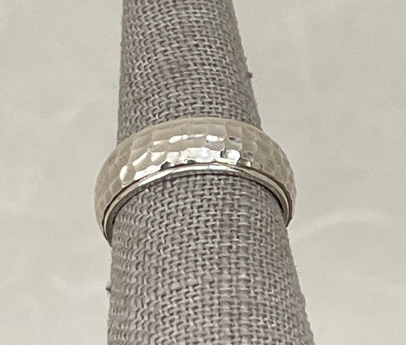 Vintage Sterling Silver Hammered Band - image 2