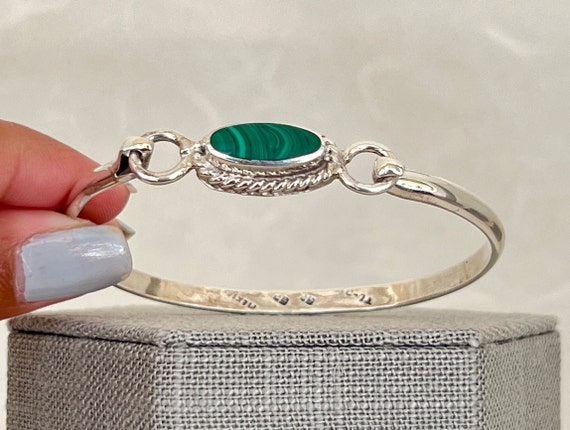 Sterling Silver Malachite Bangle - image 5