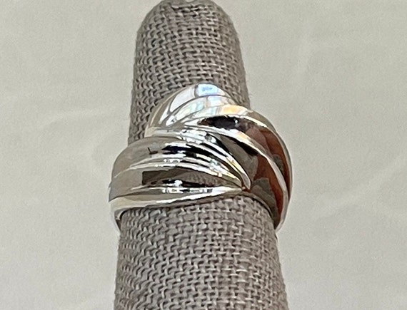 Sterling Silver Interlocking Ribbed Ring - image 2