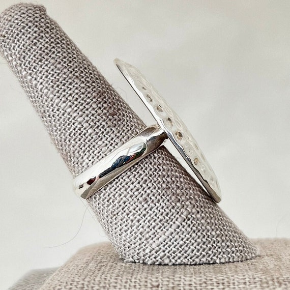 Sterling Silver Hammered Oval Statement Ring - image 3